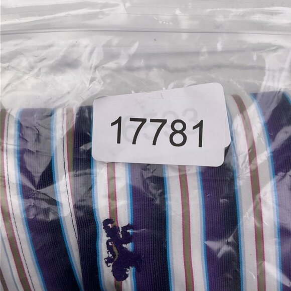 Bugatchi Uomo Shirt Mens Purple Tan Stripe Shaped Fit Cotton Classic Dress Party - Picture 8 of 8